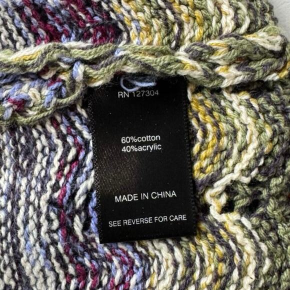 Ali Miles Open Front Cardigan‎ Sweater Crochet Multicolored Boho Medium - Picture 4 of 6